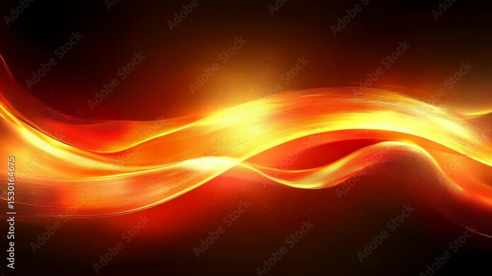 Poster abstract fiery glowing waves with sparking particles animation background video