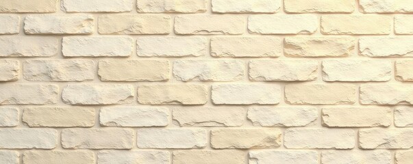 Obraz premium Light beige stone brick wall, panoramic view Seamless texture backdrop , old, brick, exterior