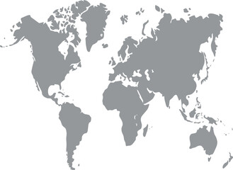 Obraz premium A simplified grey world map graphic perfect for presentations, websites, or educational materials showcasing global reach and international concepts.