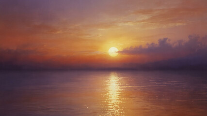 Warm Sunset Abstract Background with Hazy Iridescent Light