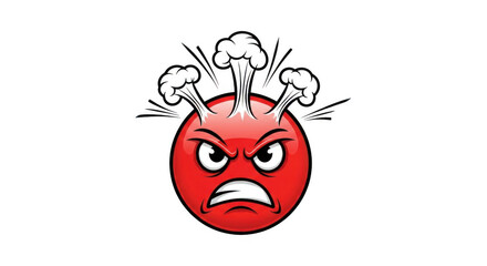 Obraz premium Annoyed Red Emoji PNG Vector Graphic Anger Frustration Face Illustration Download
