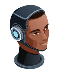 Male Cyborg Bust Futuristic Technology