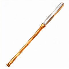Wooden Stick with Metal Tip on White Background