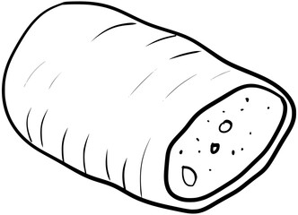 Ciabatta Bread Vector Outline Line Art Drawing