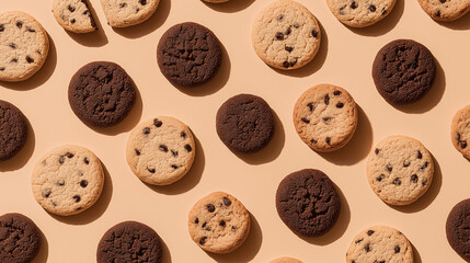 Obraz premium Chocolate chip cookies flat lay