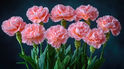Close-up of a bouquet of soft pink carnations