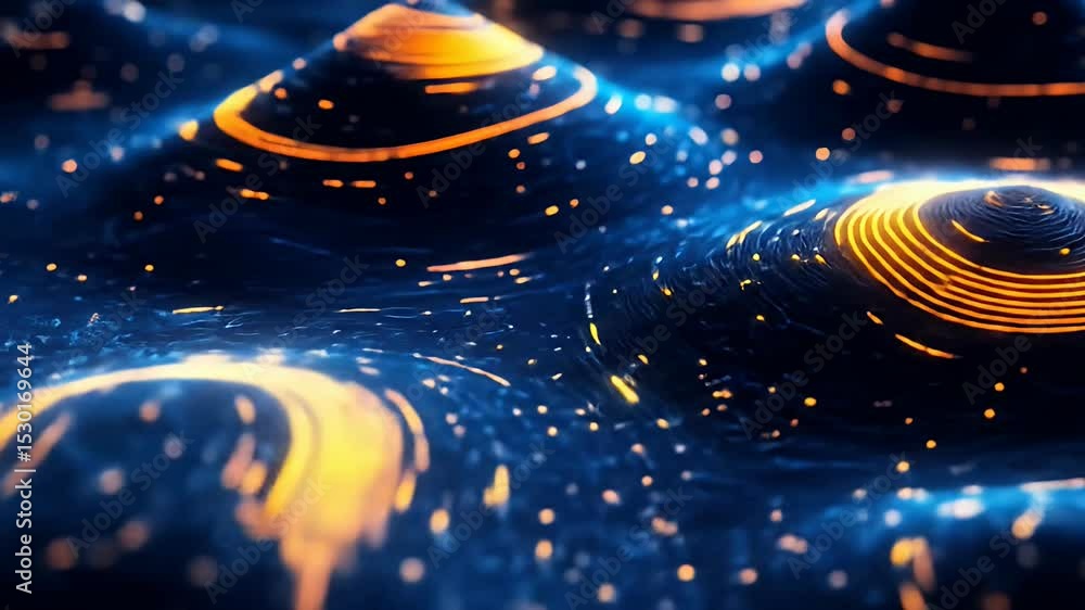Aufkleber abstract waves with glowing lines and scattered particles
