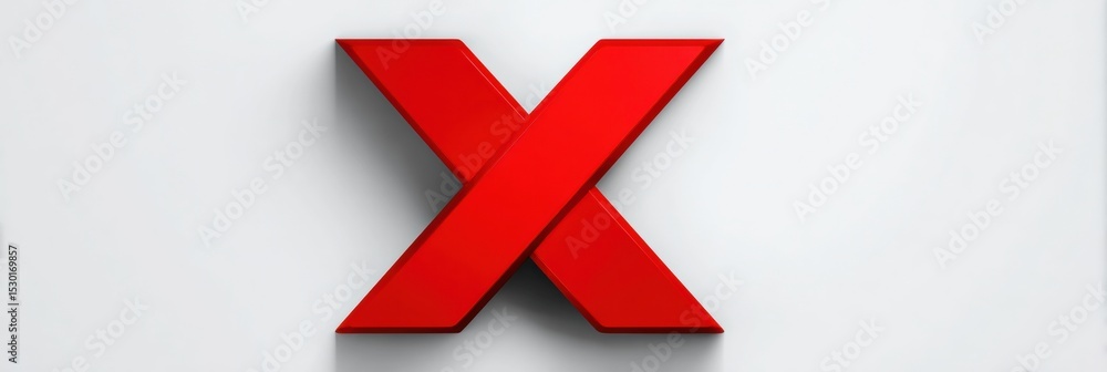 Aufkleber Red X Mark Displayed Prominently in a Distorted User Interface Layout Context