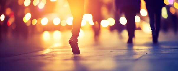 City pedestrians at night.