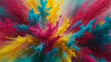 Playful Abstract Background with Bright Yellow, Fuchsia, and Cyan Haze