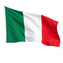 Italian flag vertical stripes, green white red, fabric texture, no pole, isolated white background, European photography