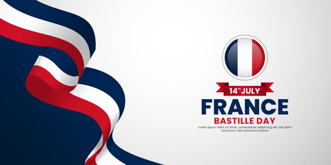 French flag for France bastille day banner background with blank space area