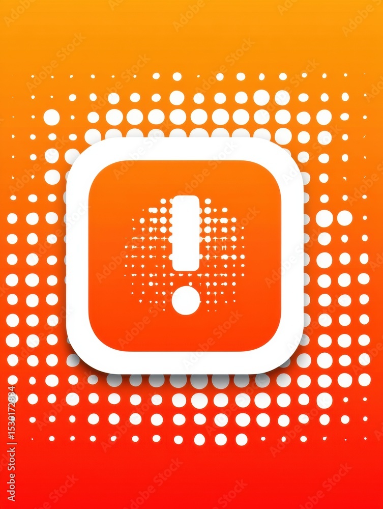 Aufkleber Retro Error Icon Displayed on a Dotted Grid Background With Emphasis on Upper Zone Clarity During Digital Interface Design
