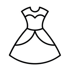 Dress Icon Outline – Fashion Clothing Vector on White Background
