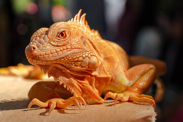Exotic Orange Iguana with Detailed Scales and Spines