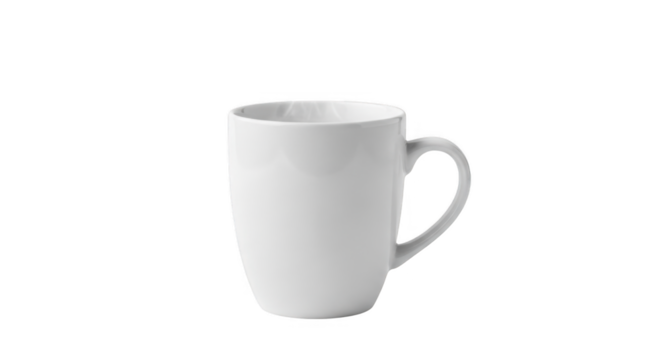 White Ceramic Coffee Mug Isolated on Transparent Background PNG Image Asset - Powered by Adobe