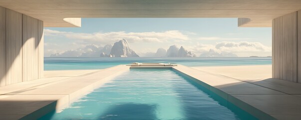 Coastal infinity pool with mountain views.