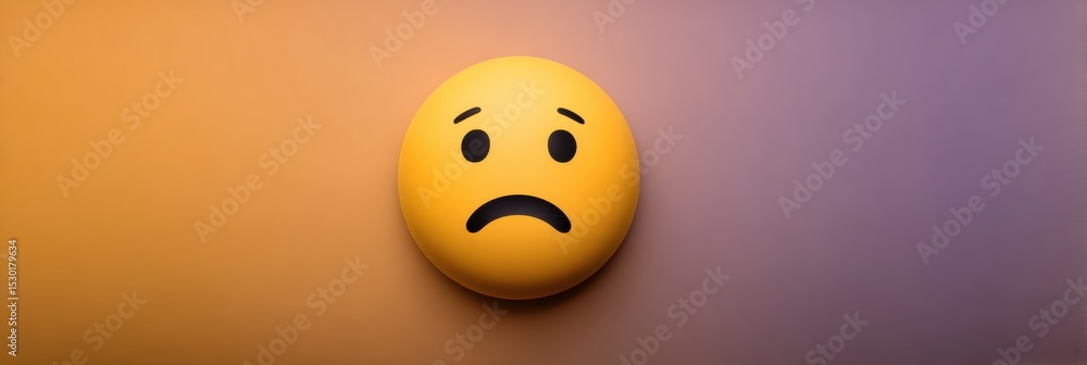 Poster Sad Emoji Displayed on a Broken User Interface Background Symbolizes Feelings of Frustration and Disappointment in Modern Digital Experiences