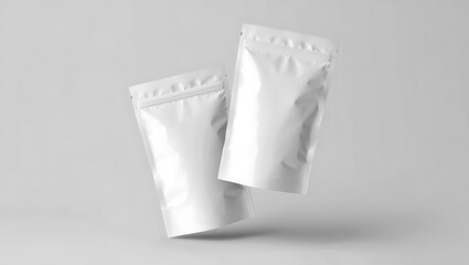 Naklejka premium Blank White Stand-Up Pouches, Packaging Mockup, Food Packaging Design, Product Packaging Templates, Retail Packaging, Flexible Packaging, Resealable Bags