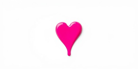 Liquid pink lipstick heart shape, isolated on white,   lip product,   shape