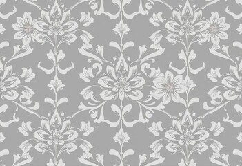 Modern gray floral wallpaper seamless pattern, elegant ornamental design, modern, muted