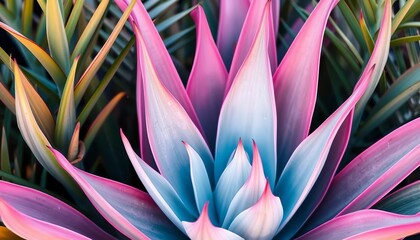 Fototapeta premium Pastel agave leaves, vibrant tropical background, yellow, design