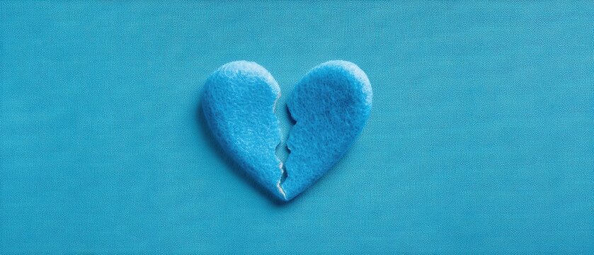 Heartbreak art blue broken heart sculpture visual art gallery emotional expression contemporary setting close-up view love and loss concept