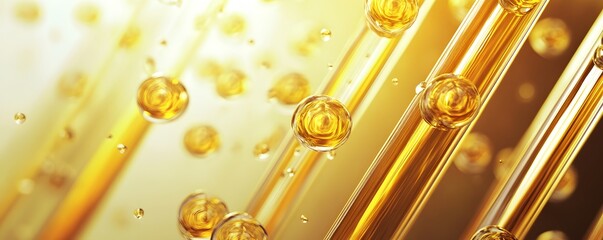 Golden liquid molecules in motion.