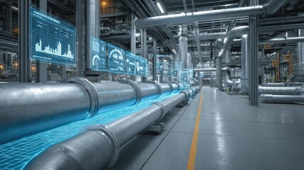 Digital Twin Visualization of an Underground Urban Pipeline System with Augmented Reality Interfaces and Real-Time Data in a Smart City Control Room.