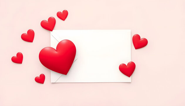 Elegant blank Valentine's Day card mockup featuring a detailed heart design and stylish envelope, vector style. with white shades - Powered by Adobe