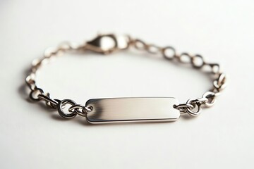 Metal Chain Bracelet with Blank Nameplate Tag