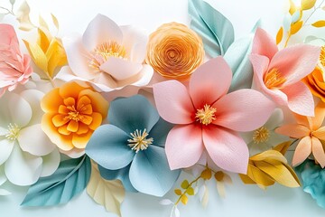 Obraz premium Exquisite Arrangement of Handmade Paper Flowers for Decorative and Creative Arts