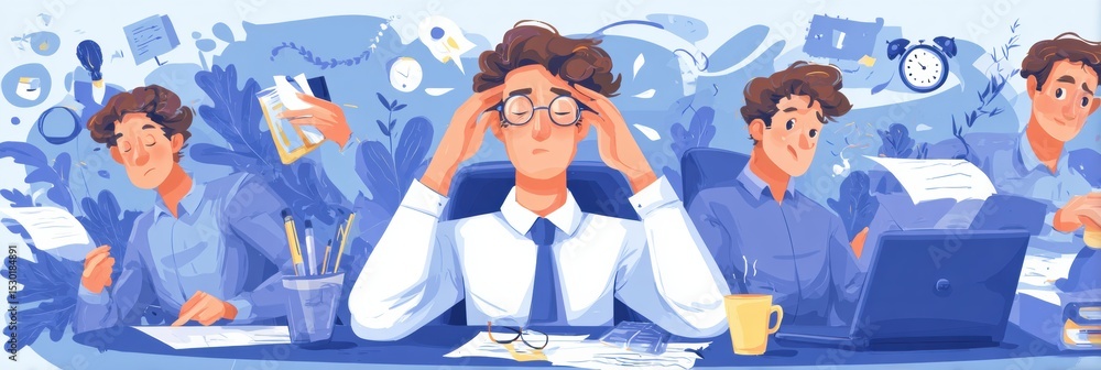 Aufkleber stress management techniques for men featuring various helpful strategies to cope with daily challen
