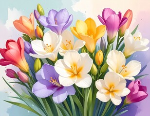 Naklejka premium フリージアの花のイラスト