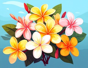 Obraz premium プルメリアの花のイラスト