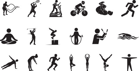 Fitness Exercise Icon Set for Mobile Apps, Poster Design, Gym Branding, Workout Guides, Educational Material