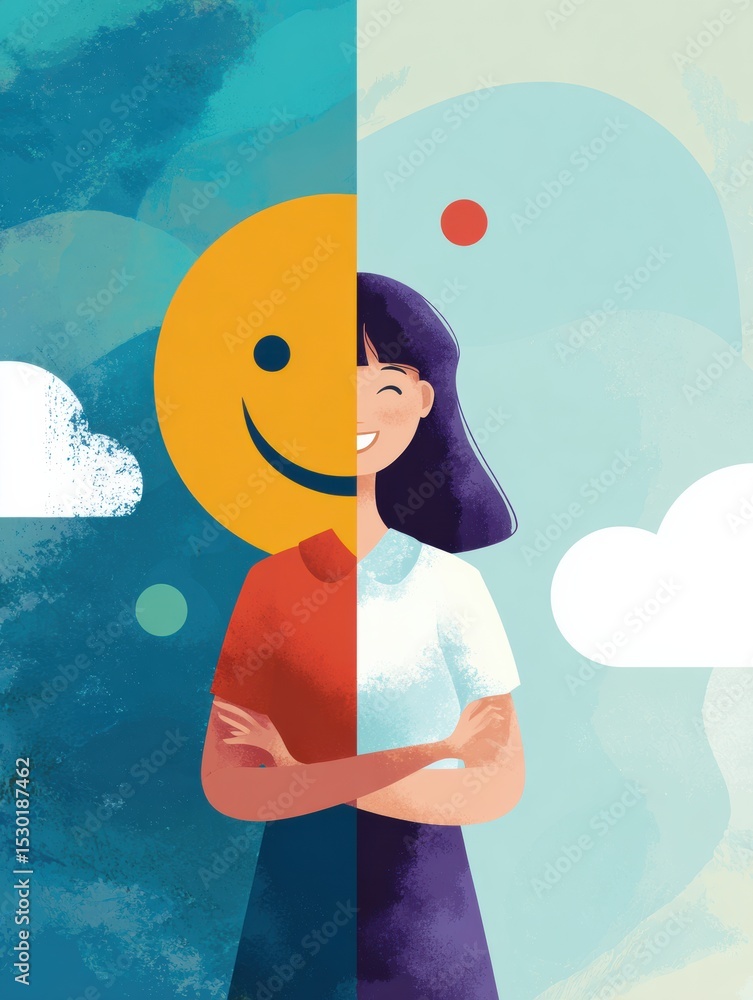 Aufkleber exploring personal strengths and embracing a happy identity through creative infographic design