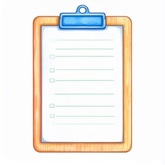 Wooden Clipboard with Checklist and Blank Lines