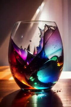 Colour changing water in a glass. 