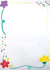 Obraz premium Whimsical Floral Border with Colorful Confetti and Decorative HandDrawn Elements