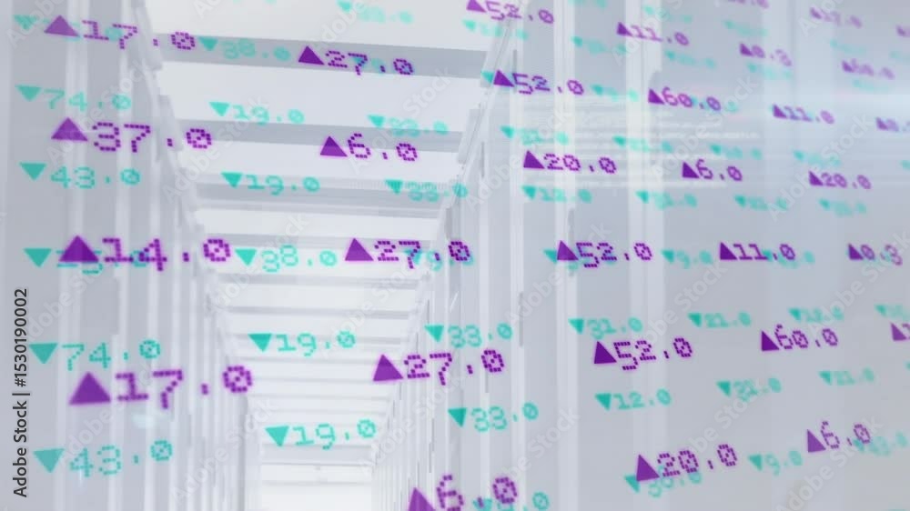 Poster on startup 3d corridor advancing forward while data floats laterally visualizing analytics stream