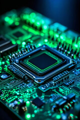 Abstract Macro Electronics with Focus on Microchip and Lights