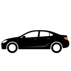 Black Car Side View, Vector Illustration, Simple Design