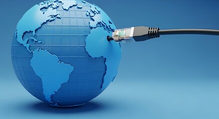 Global network connection cable plugged into earth