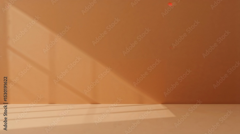 Poster minimalist abstract peach wall with light and shadow patterns image