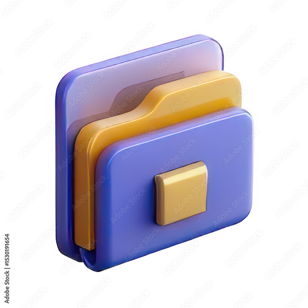 Aufkleber 3d render of stacked folders icon isolated on transparent background