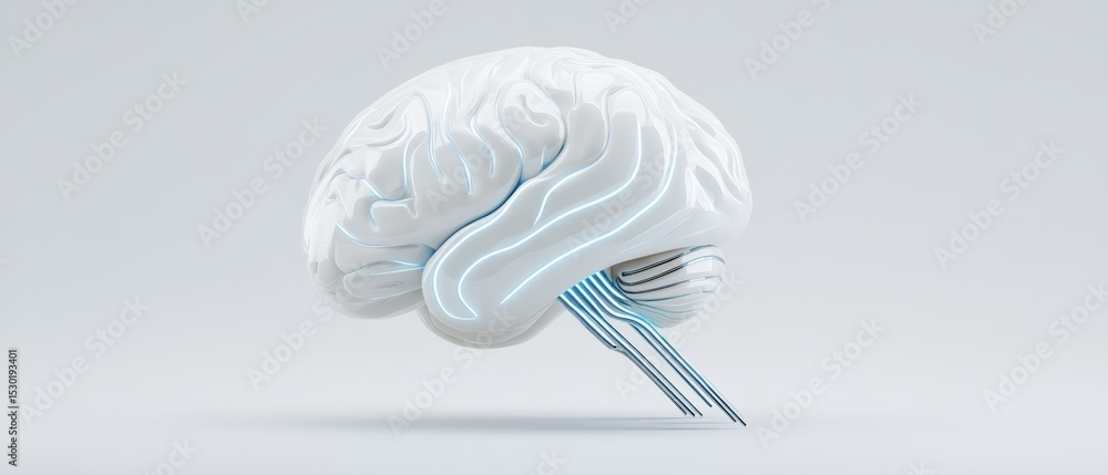 Poster innovative brain design digital art creative process minimalist style close-up view conceptual explo