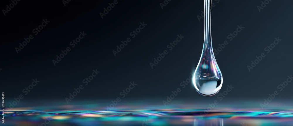 Aufkleber droplet suspense water drop forms and falls macro photography studio environment close-up view of fl