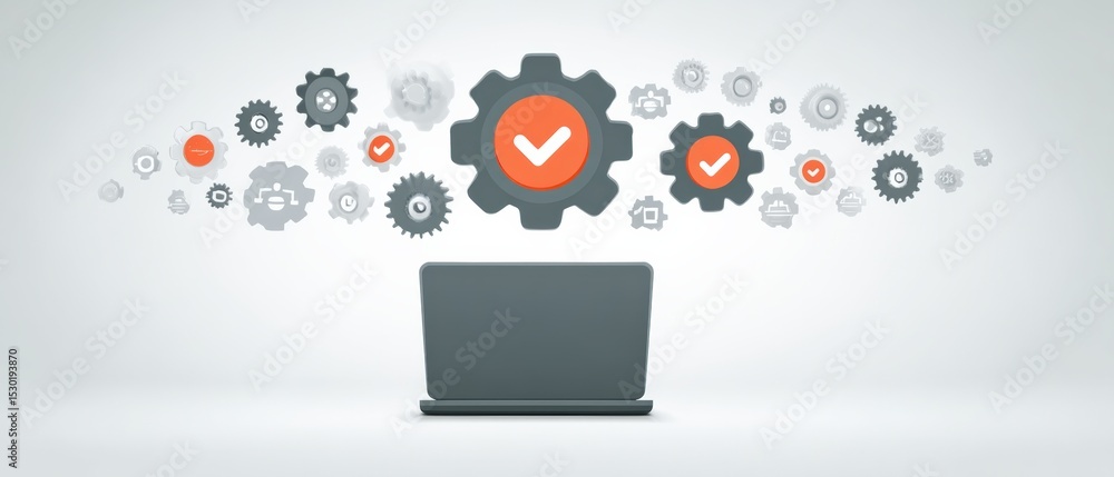 Poster innovative technology solutions digital workspace graphic design modern environment front view effic