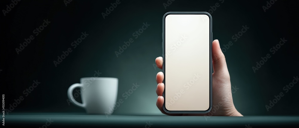 Aufkleber mobile device interaction modern workspace image dark environment close-up view communication concep